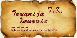 Tomanija Kanović vizit kartica